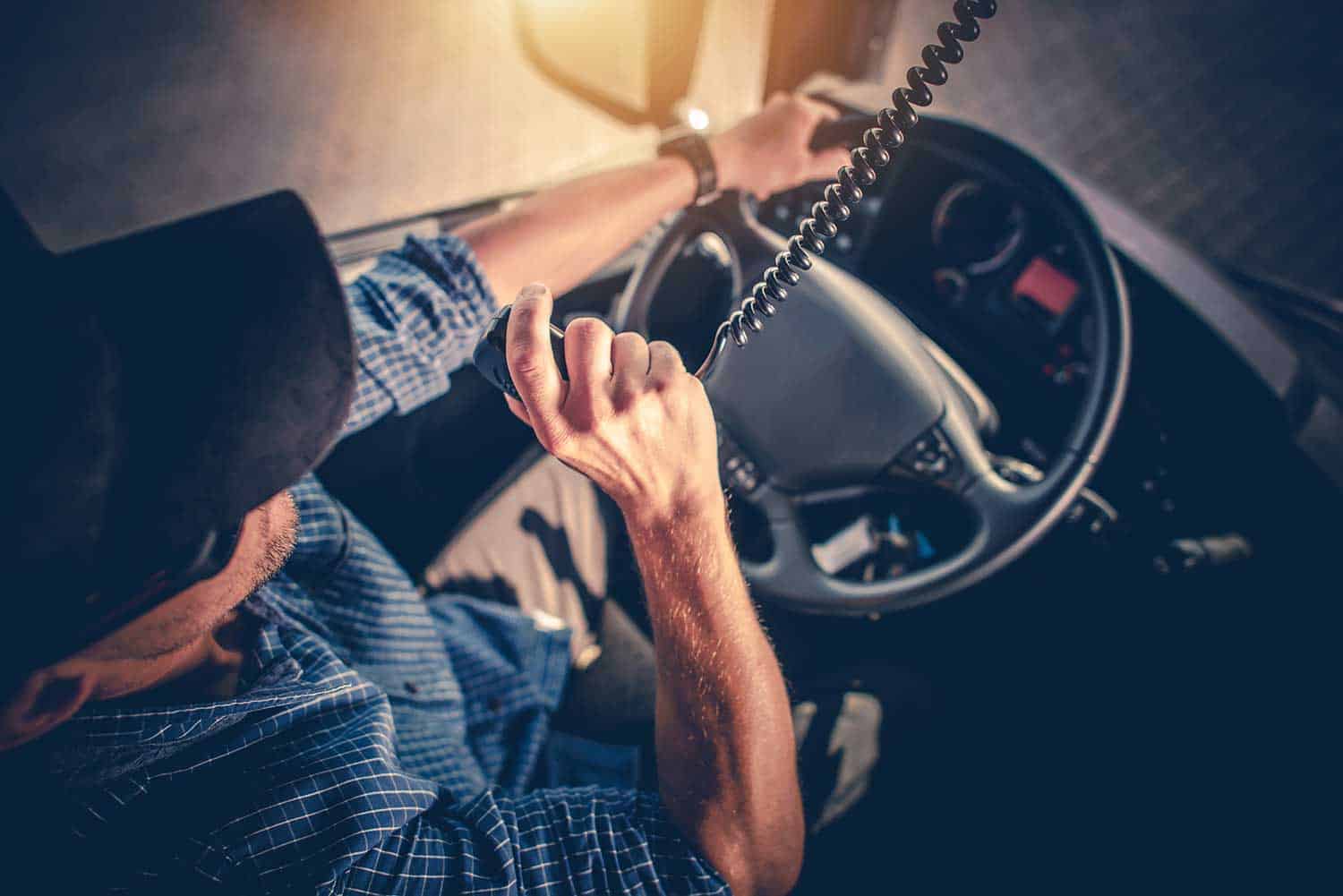 Commercial truck driver taking DUI test